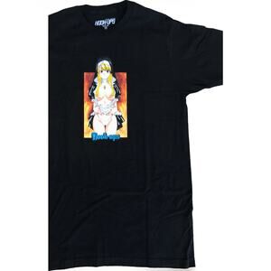 Hook-Ups Nun T-Shirt Black Size L Anime Girl Skate Tee New Bagged Rare VTG